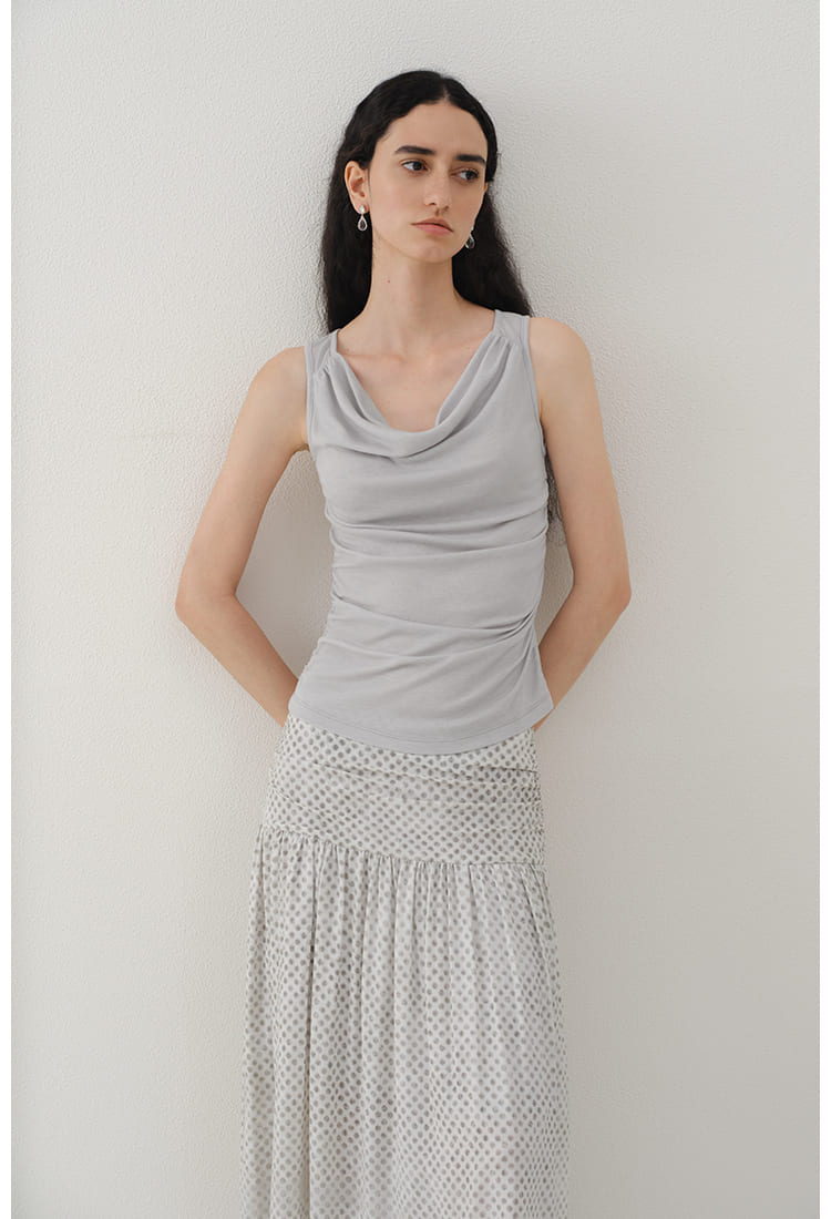 Vintage Polka Dot Pleated Midi Skirt