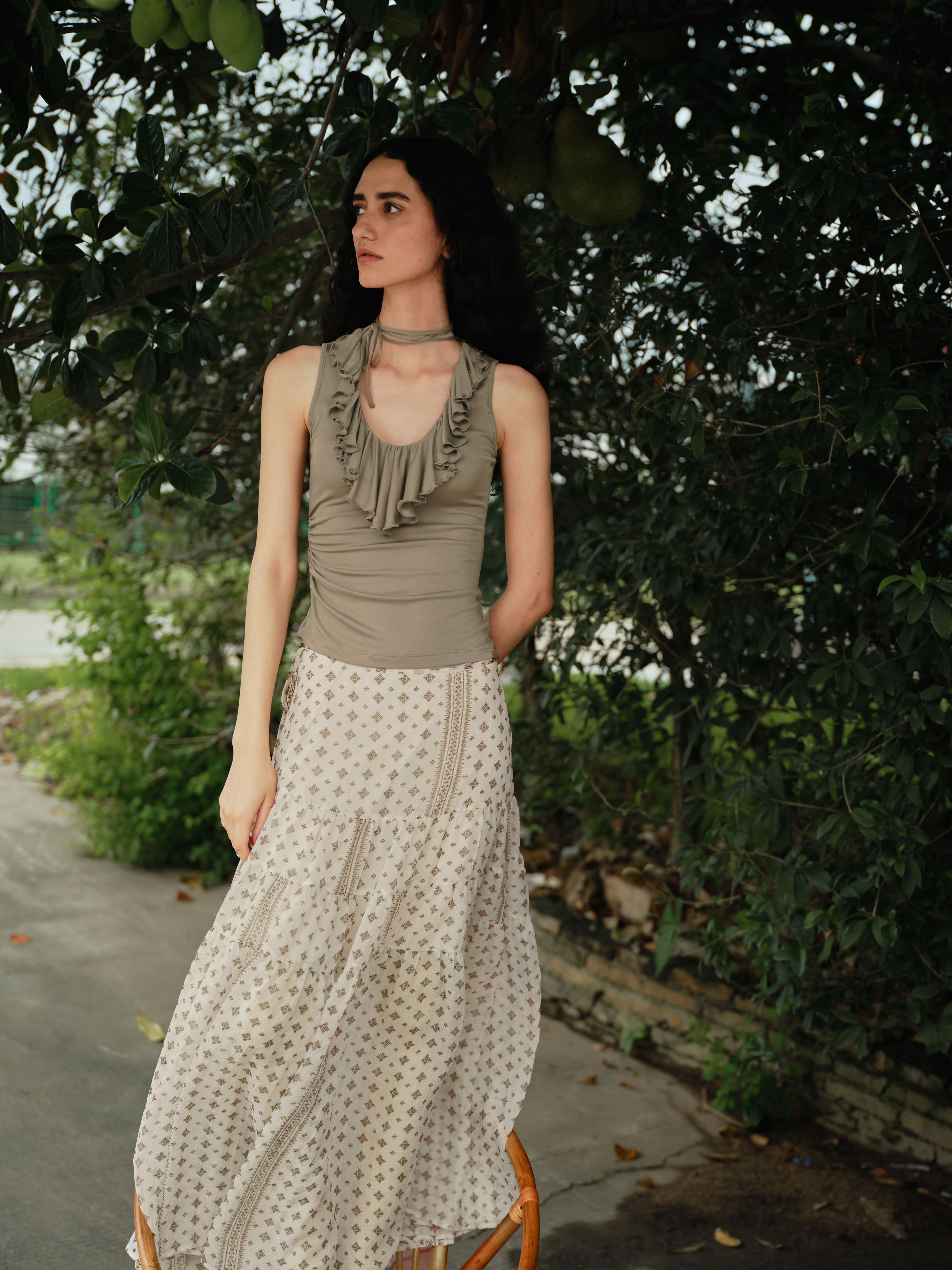 Vintage Ruffle Knit Tank Top