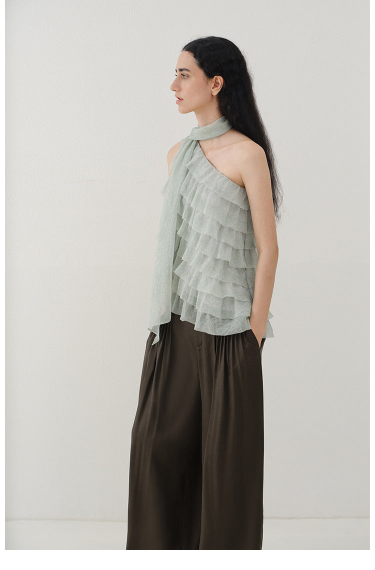 Asymmetrical Ruffled One-Shoulder Top