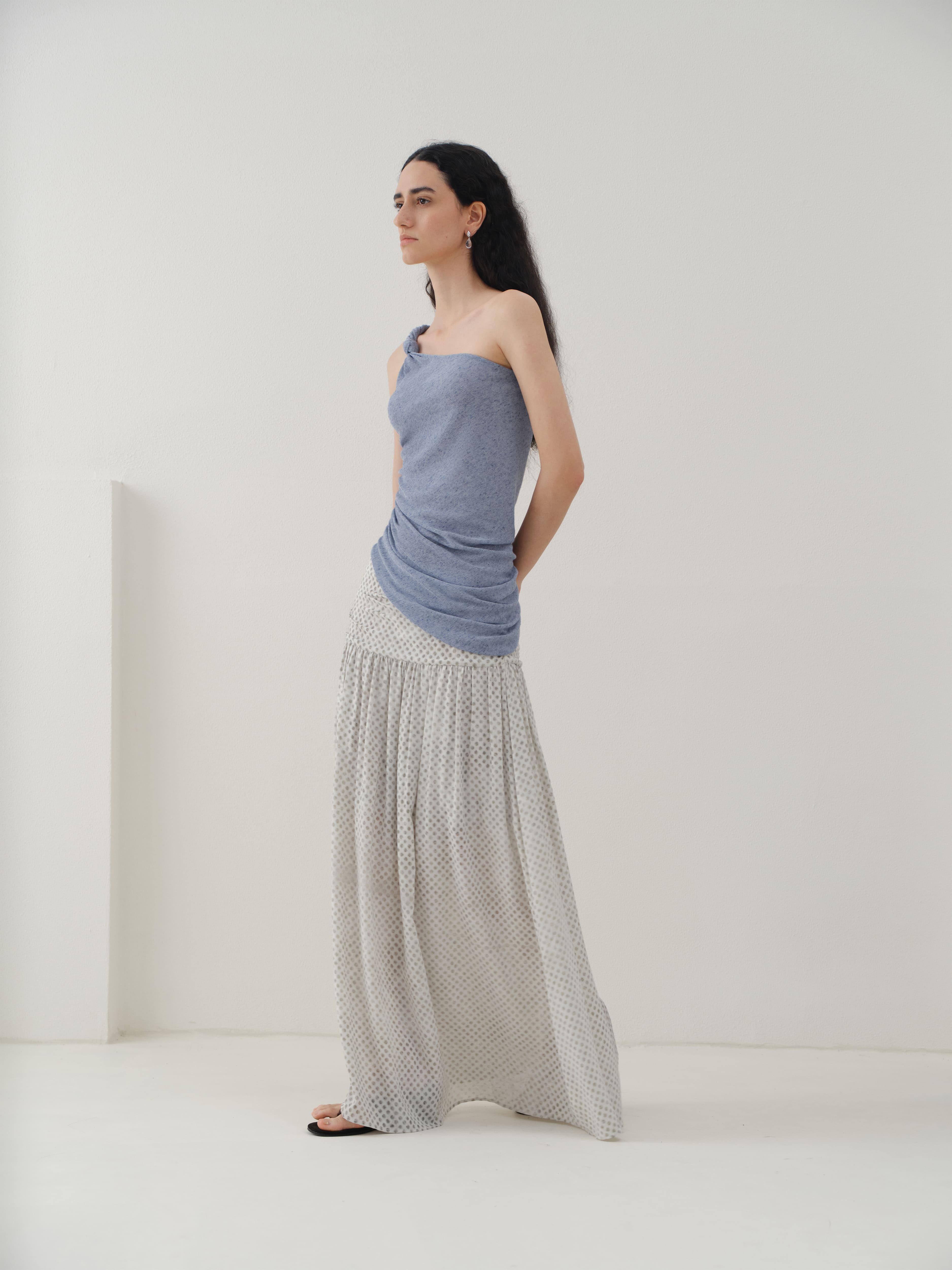 Vintage Polka Dot Pleated Midi Skirt