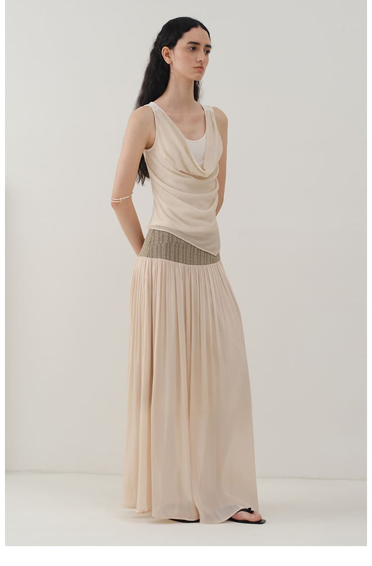Glossy Satin Asymmetric Midi Skirt