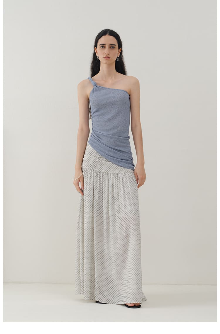Vintage Polka Dot Pleated Midi Skirt