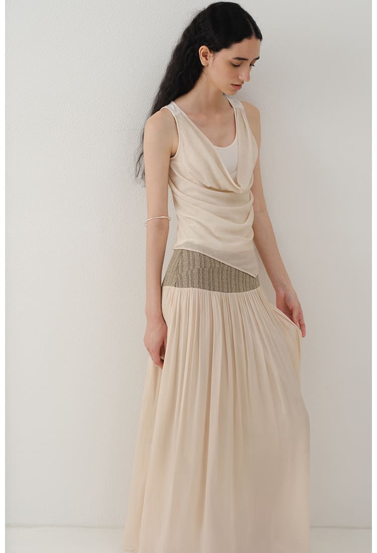 Glossy Satin Asymmetric Midi Skirt