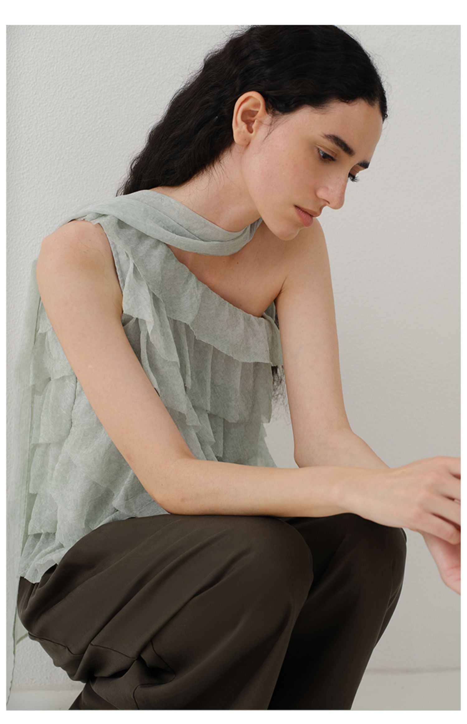 Asymmetrical Ruffled One-Shoulder Top
