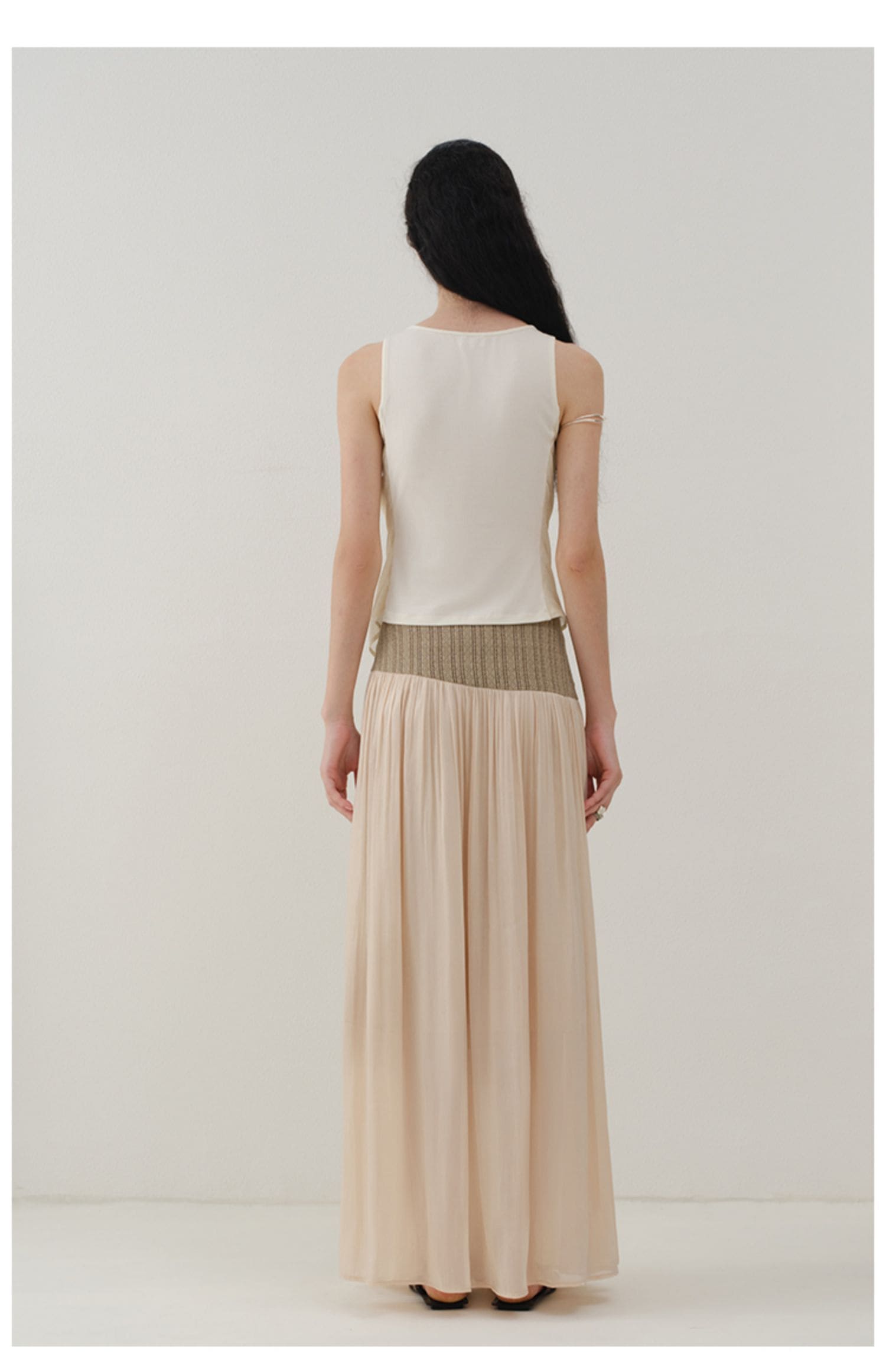 Glossy Satin Asymmetric Midi Skirt