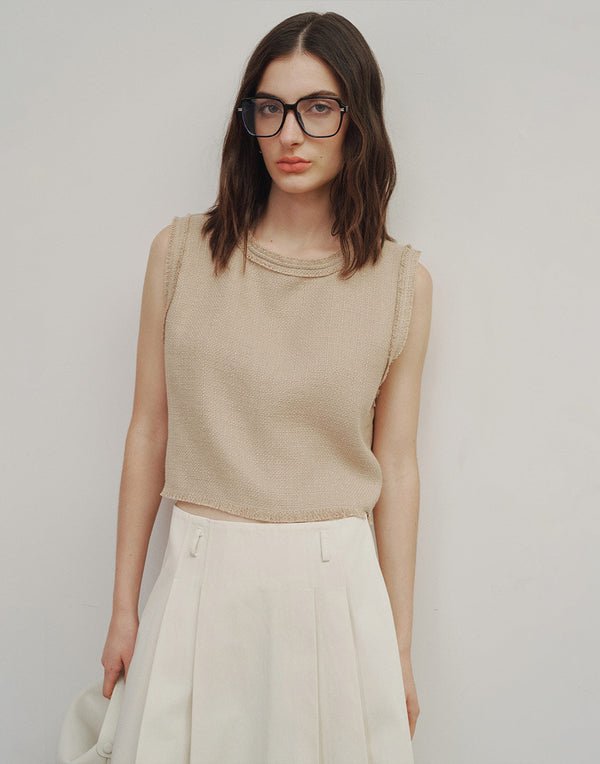 Raw-Edge Sleeveless Top
