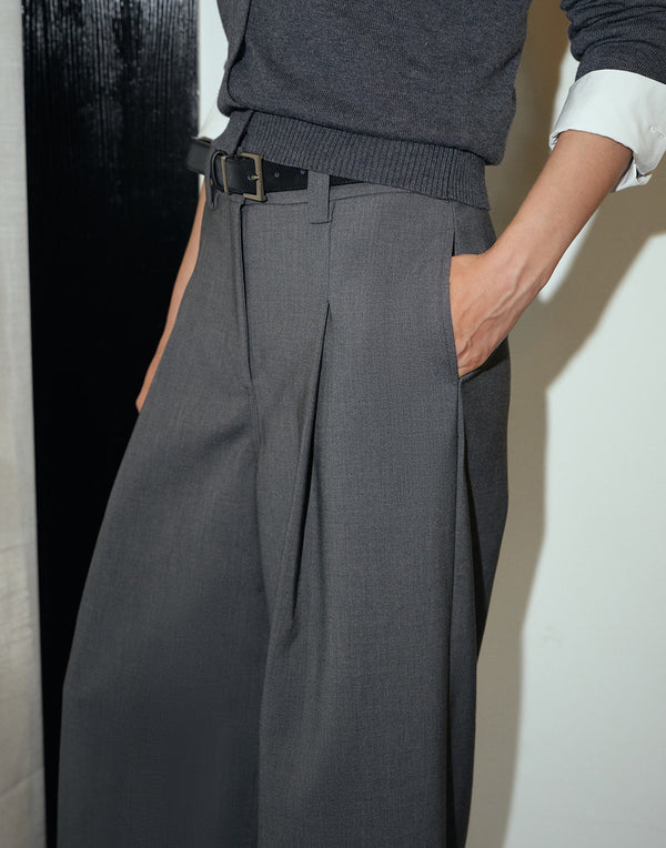 Sleek Drape Wide-Leg Pants
