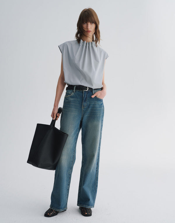 Jean droit taille haute