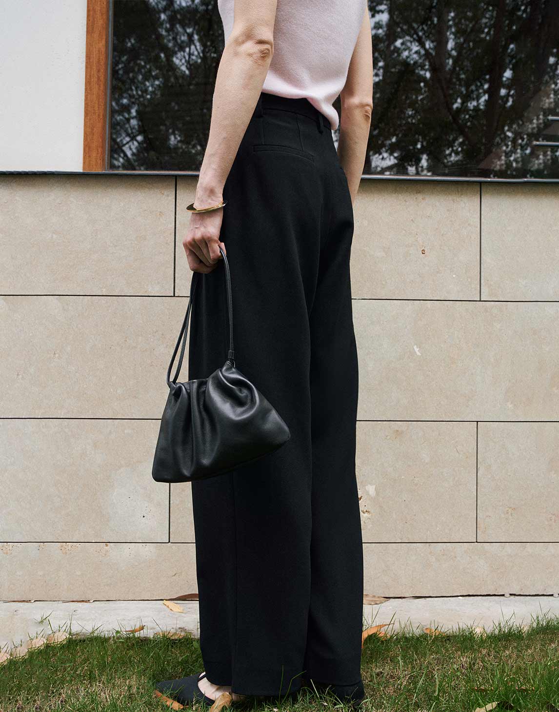 Pantalon plissé en acétate