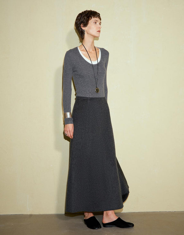 Woolen Elegance Maxi Skirt