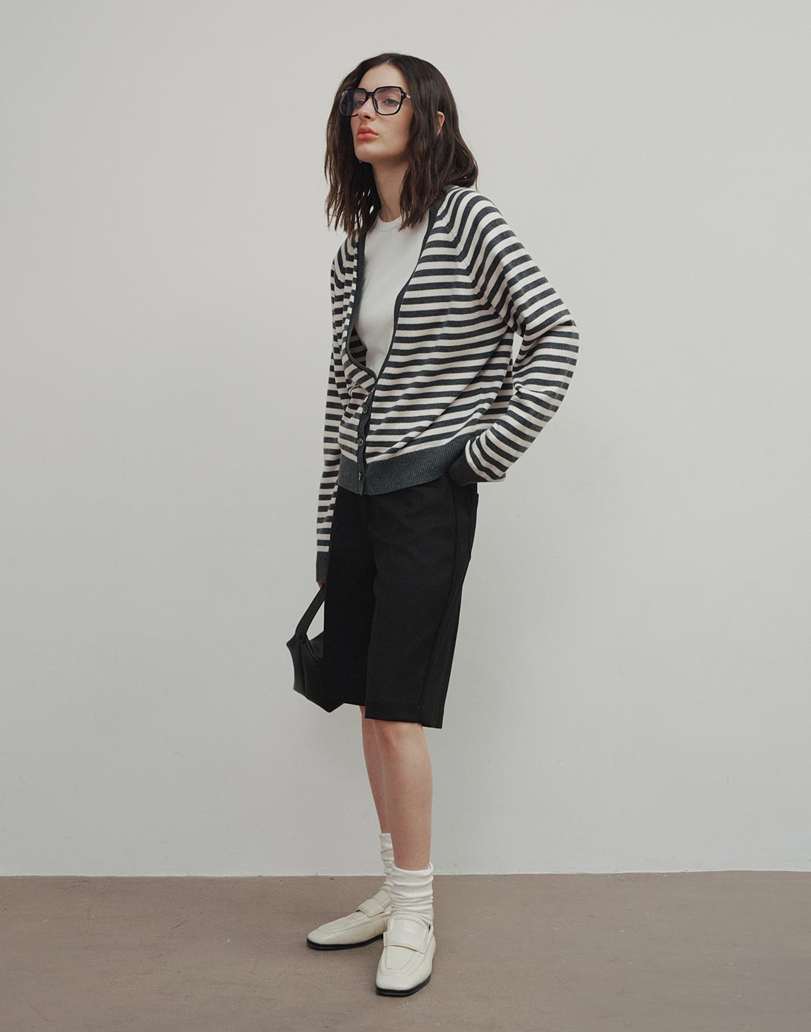 Cardigan de punto a rayas