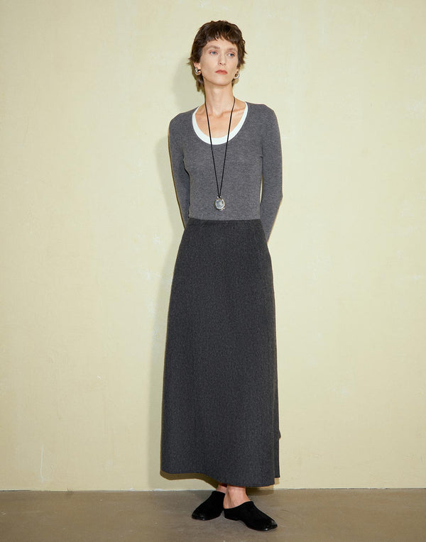Sophisticated Contrast U-Neck Sweater