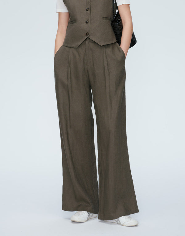 Harbor Pleated Linen Trousers