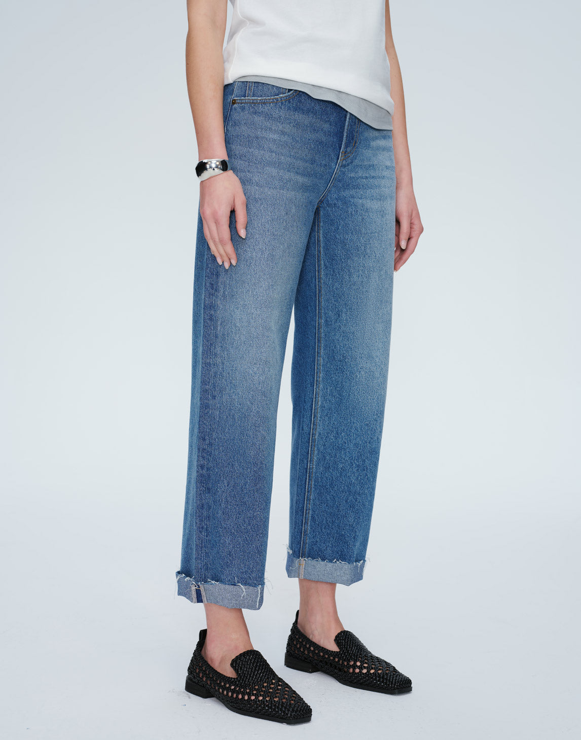 Snowfade Raw-Hem Straight Jeans