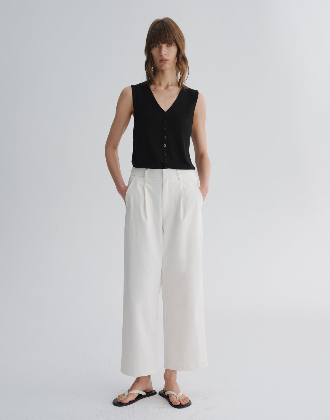 Pantalon droit slim raccourci
