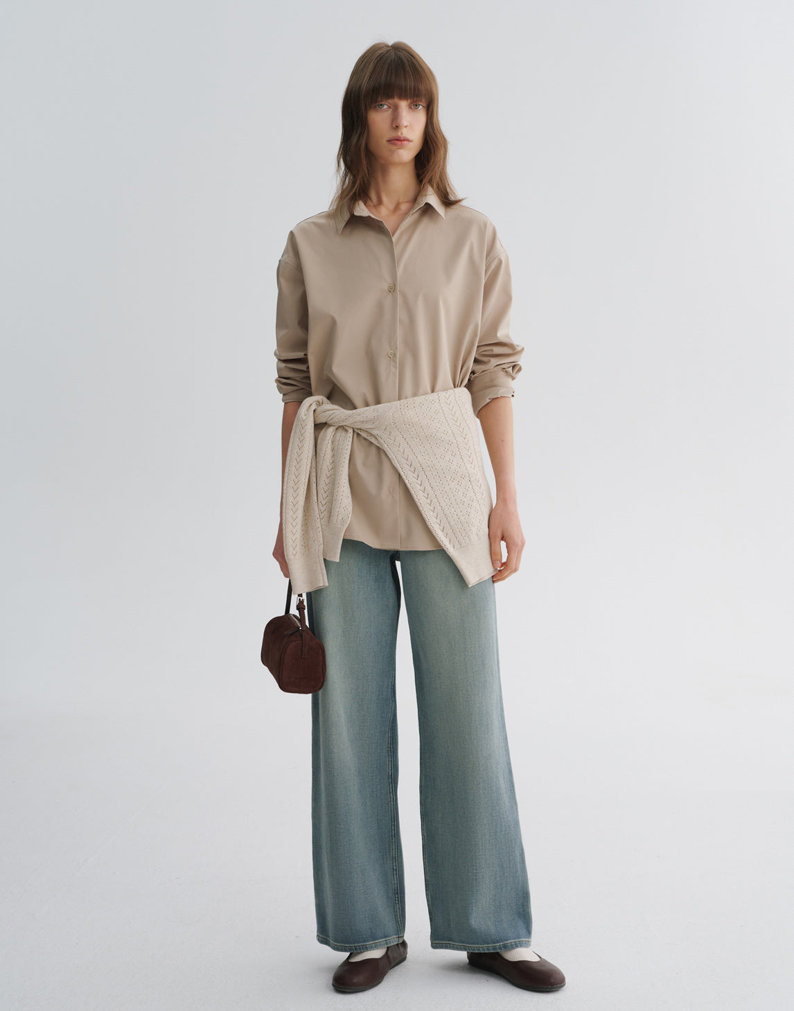 Vintage-Jeans mit weitem Bein und Used-Look
