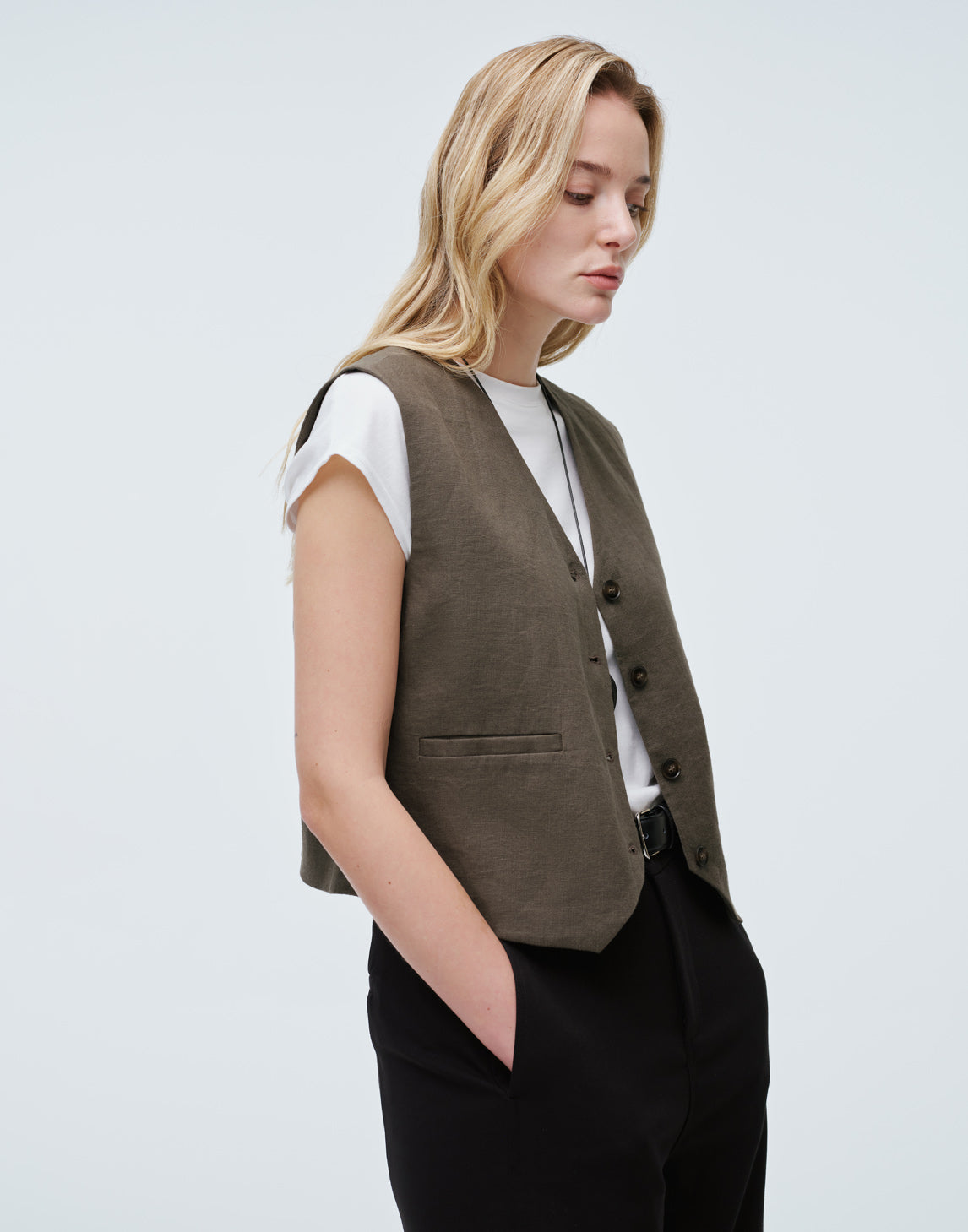 V-Neck Linen Waistcoat