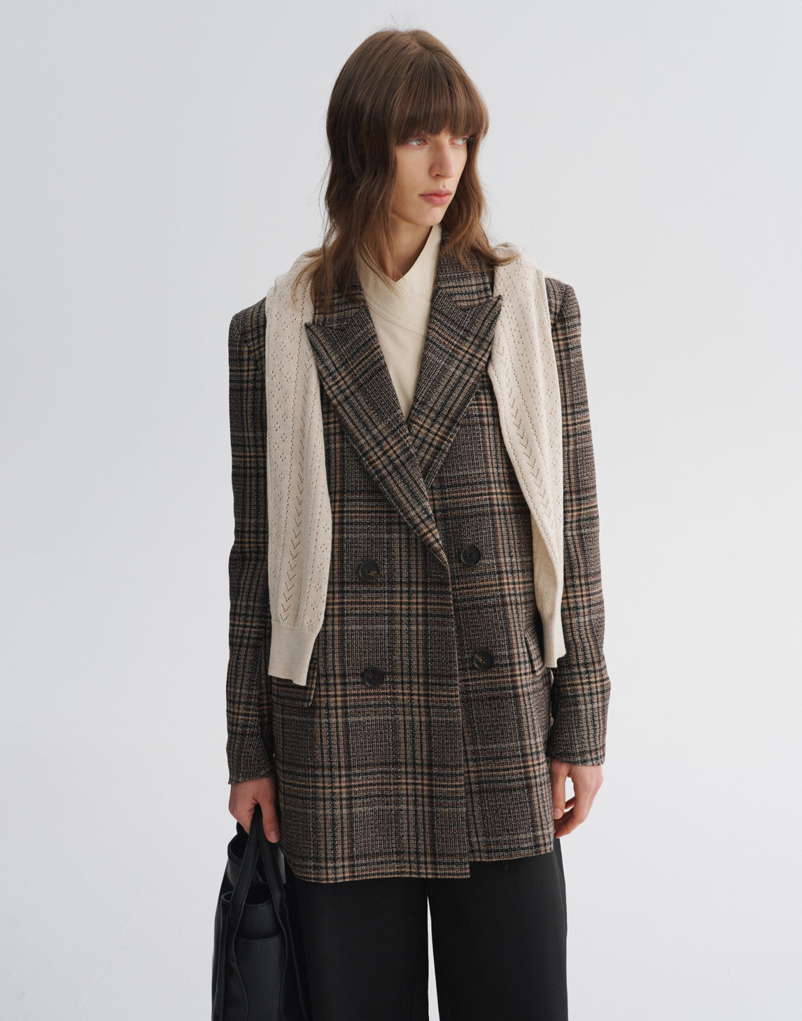 Oversized Checked Wool Blazer