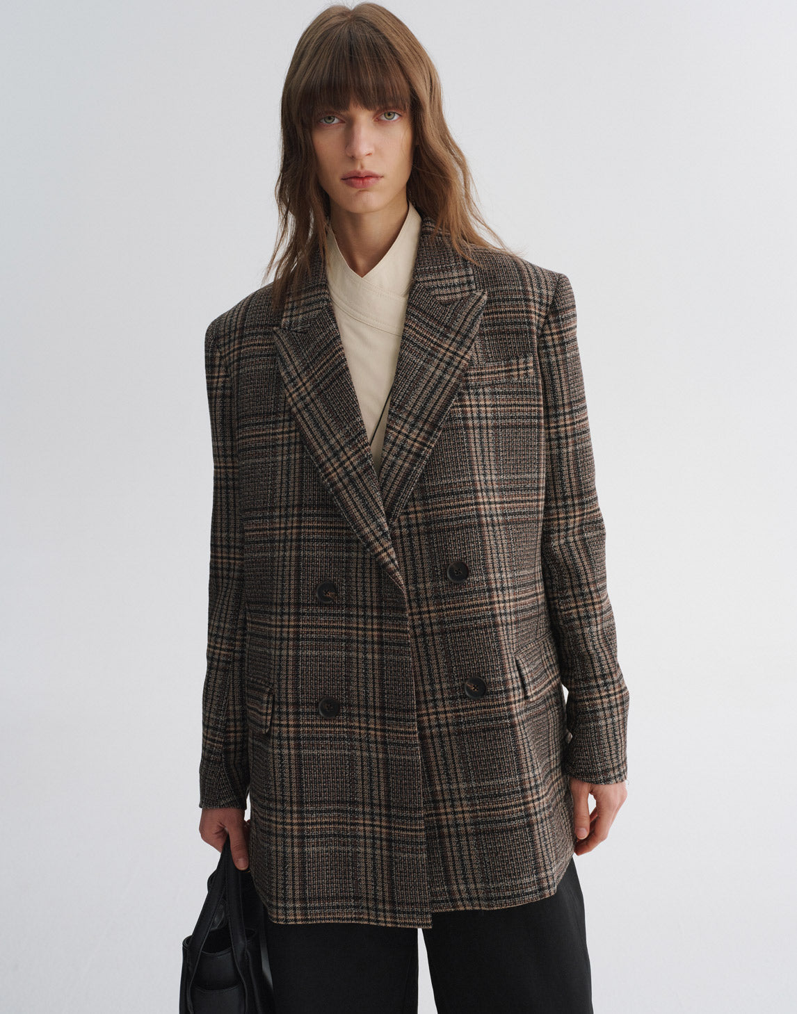 Oversized Checked Wool Blazer