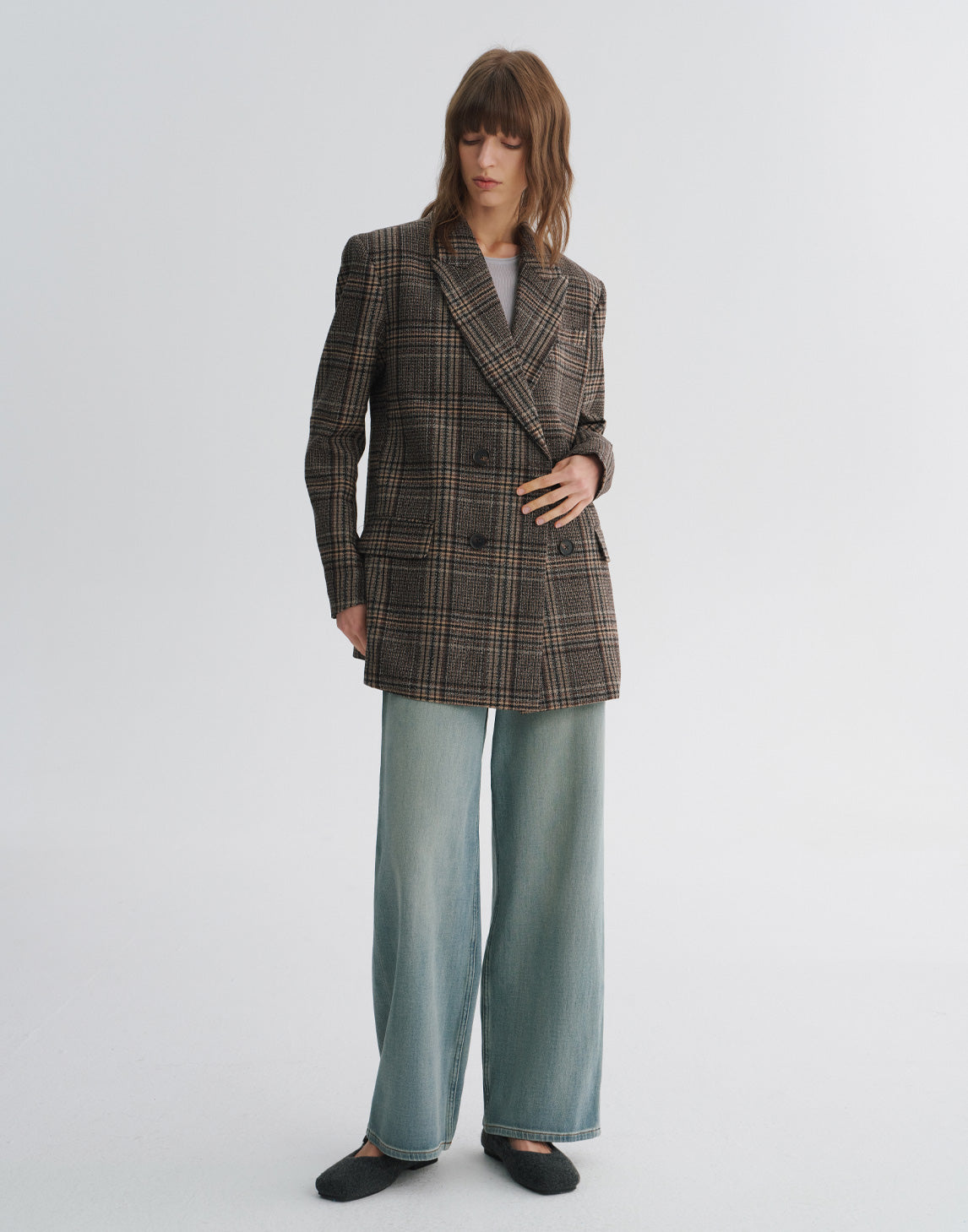 Oversized Checked Wool Blazer