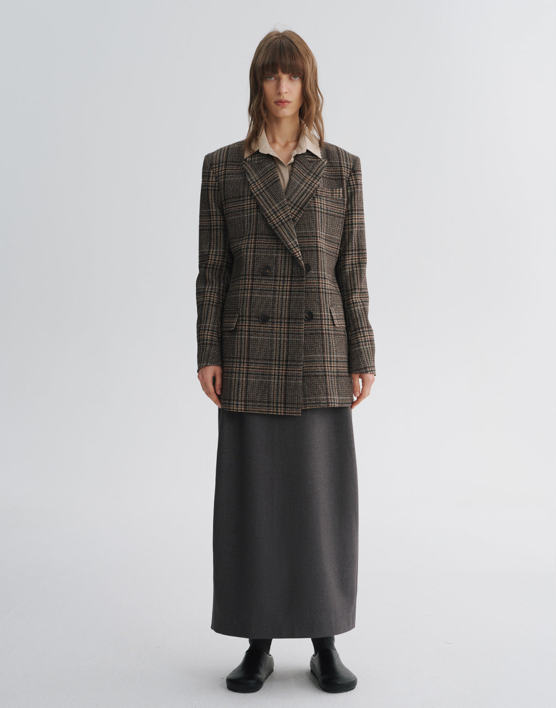 Oversized Checked Wool Blazer