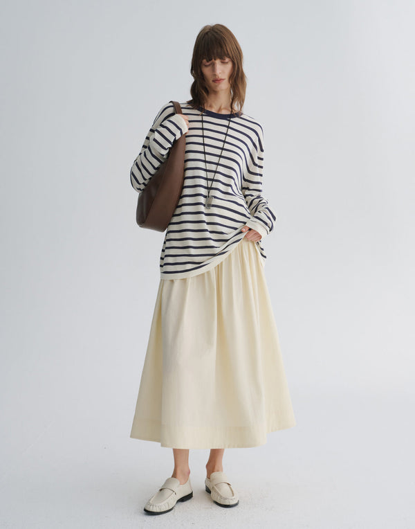 Pleated-Waist A-Line Skirt