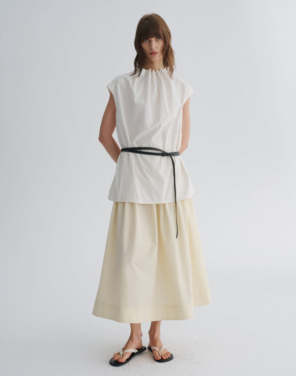 Pleated-Waist A-Line Skirt