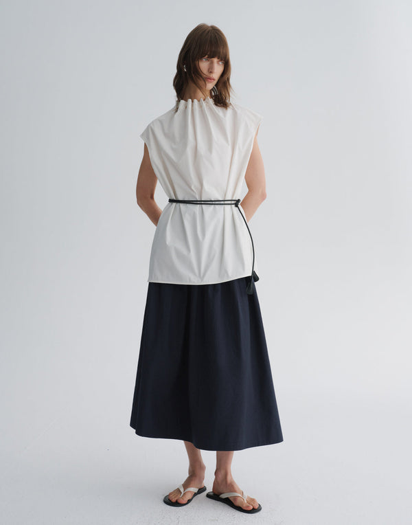 Pleated-Waist A-Line Skirt