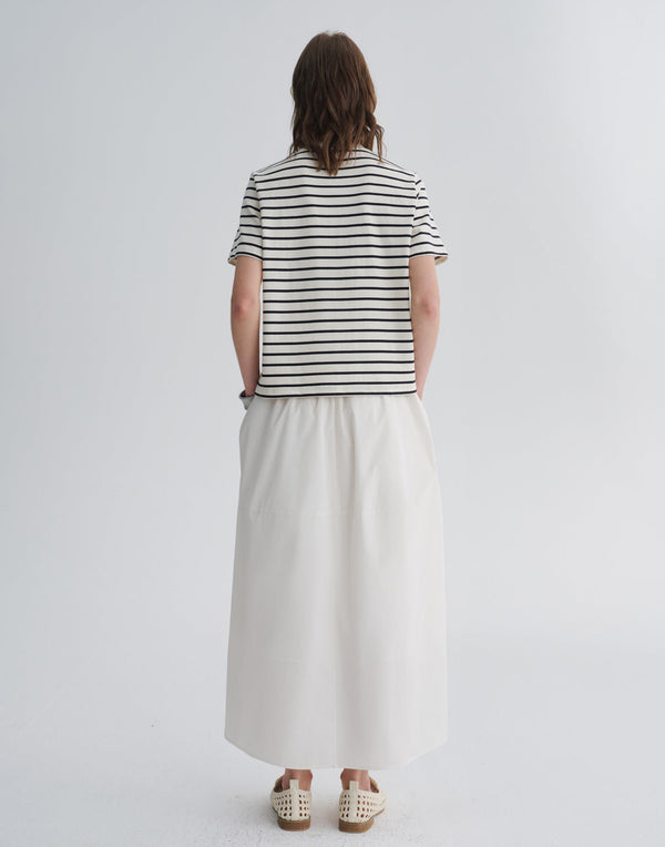 Striped Cotton Tee with Contrast Collar