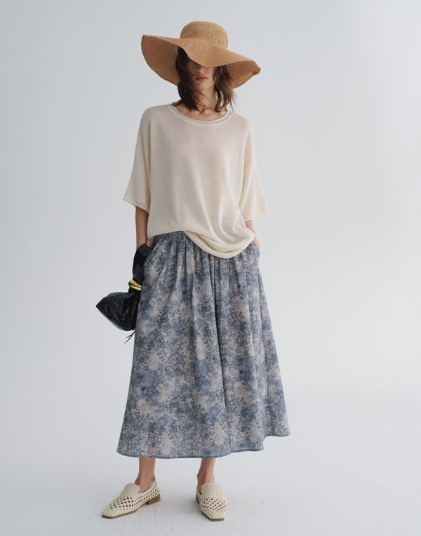 Floral A-Line Midi Skirt