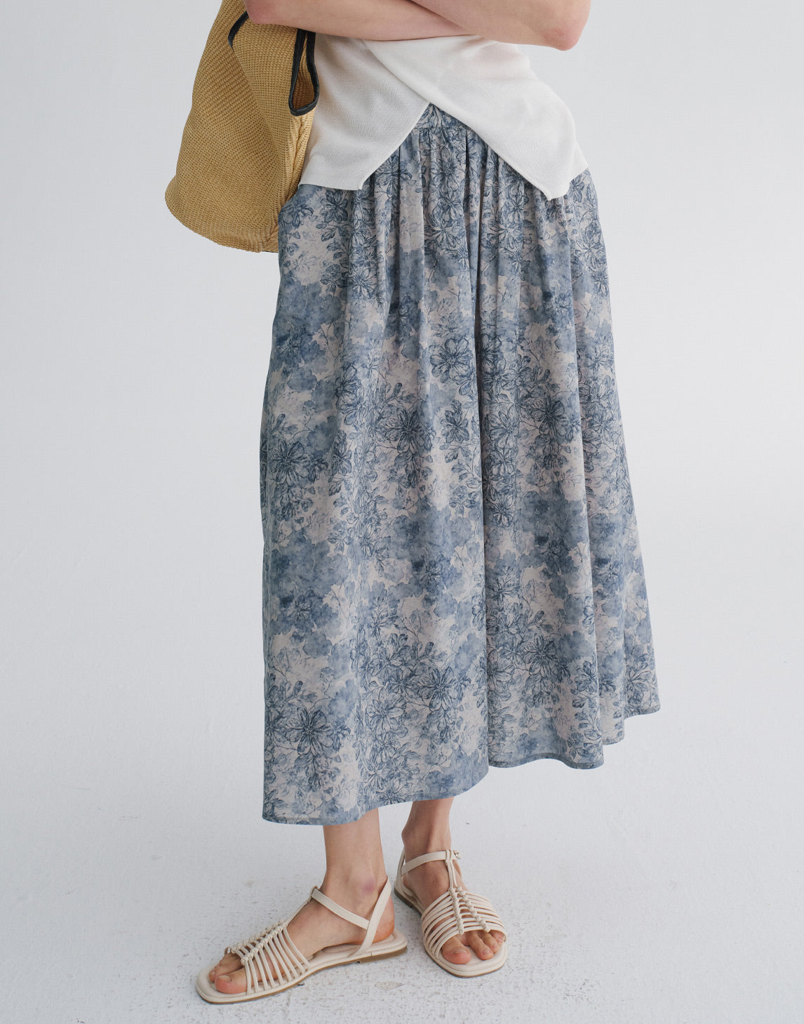 Floral A-Line Midi Skirt