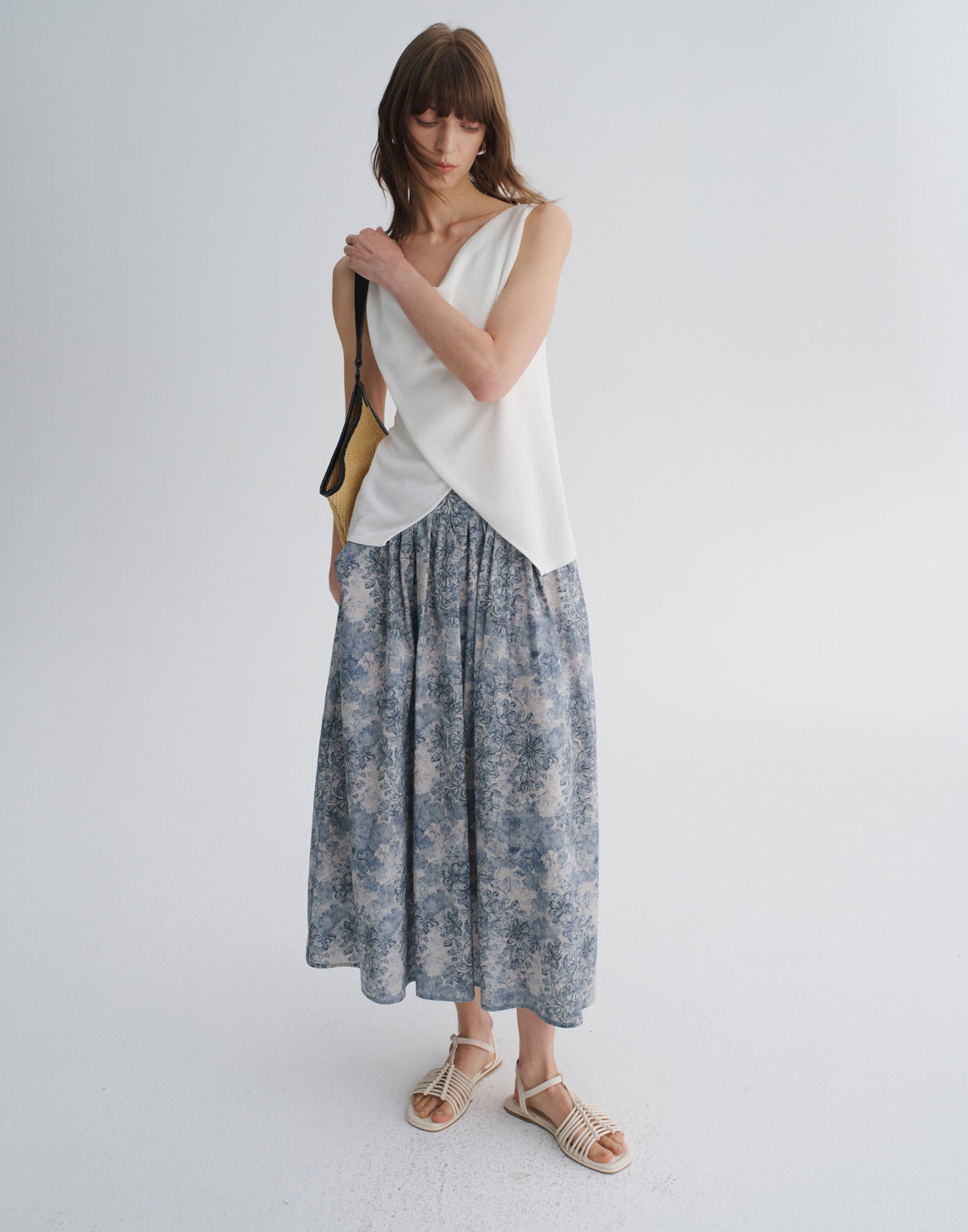 Floral A-Line Midi Skirt