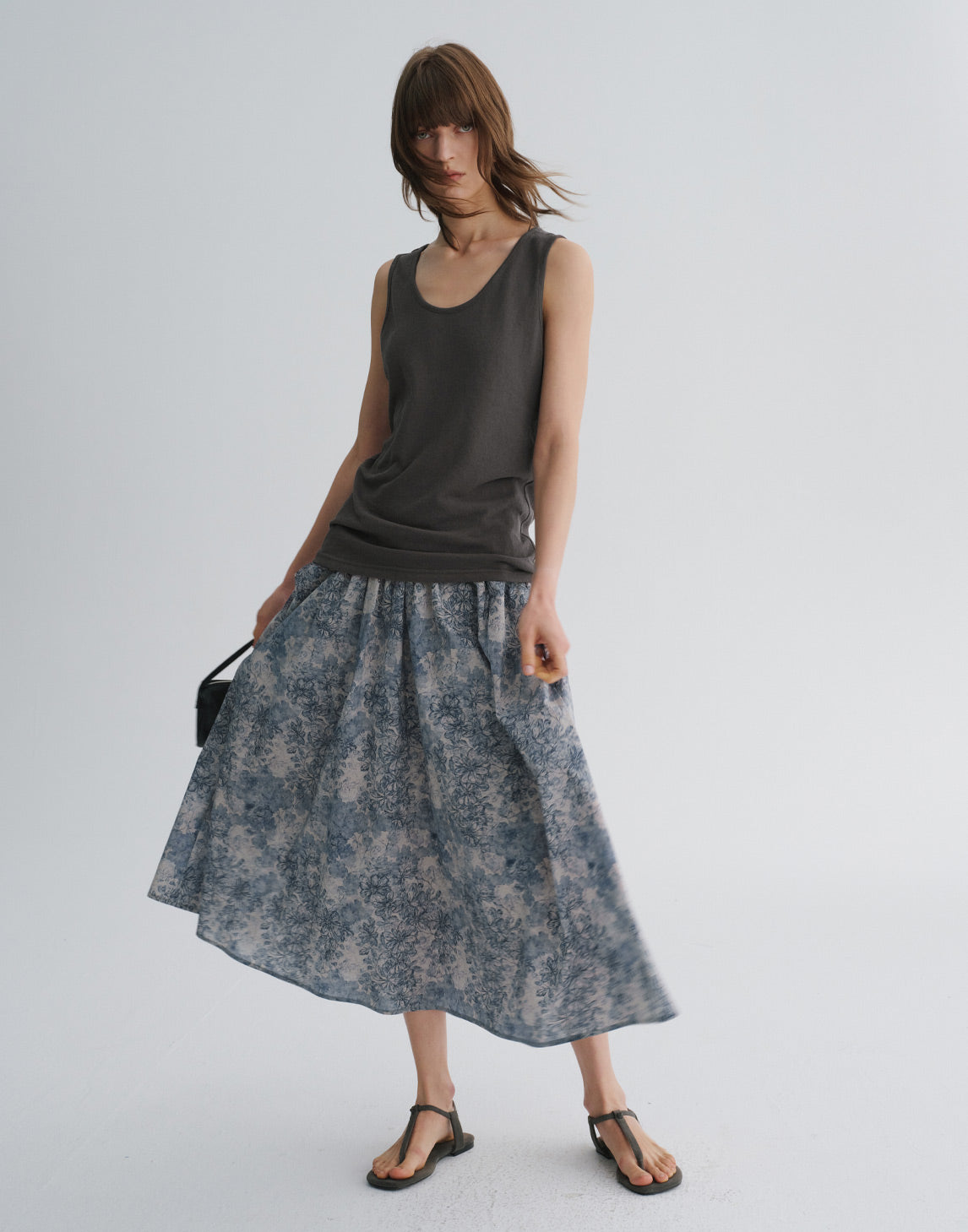 Floral A-Line Midi Skirt