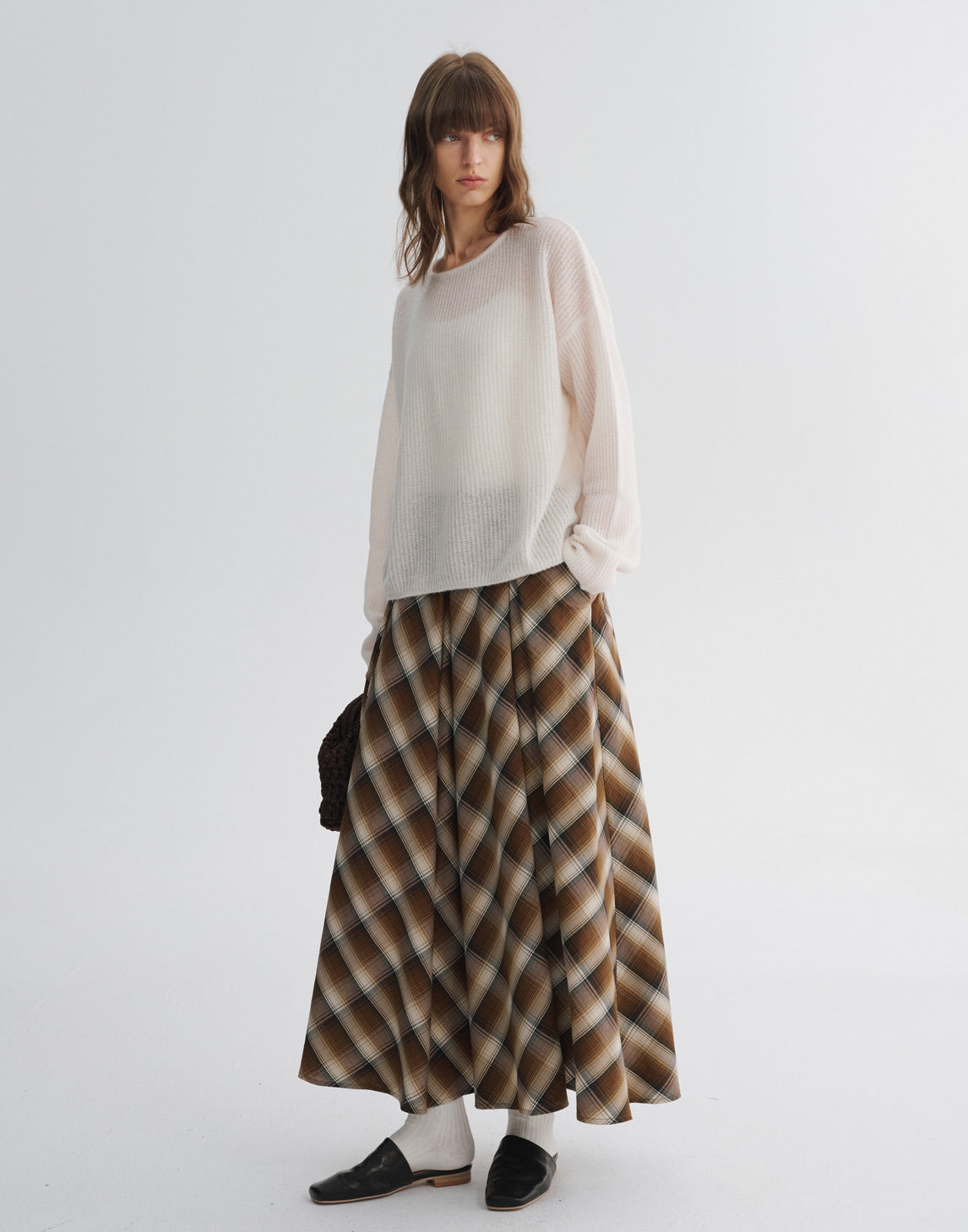 Plaid A-Line Maxi Skirt