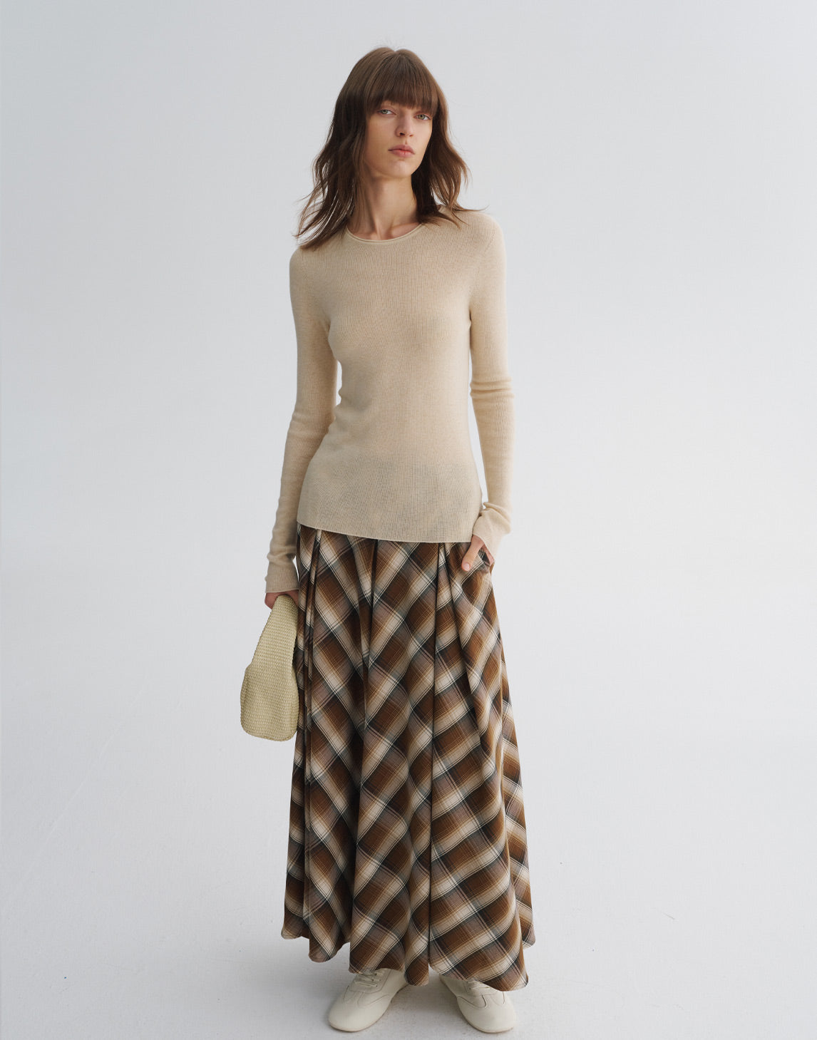 Plaid A-Line Maxi Skirt