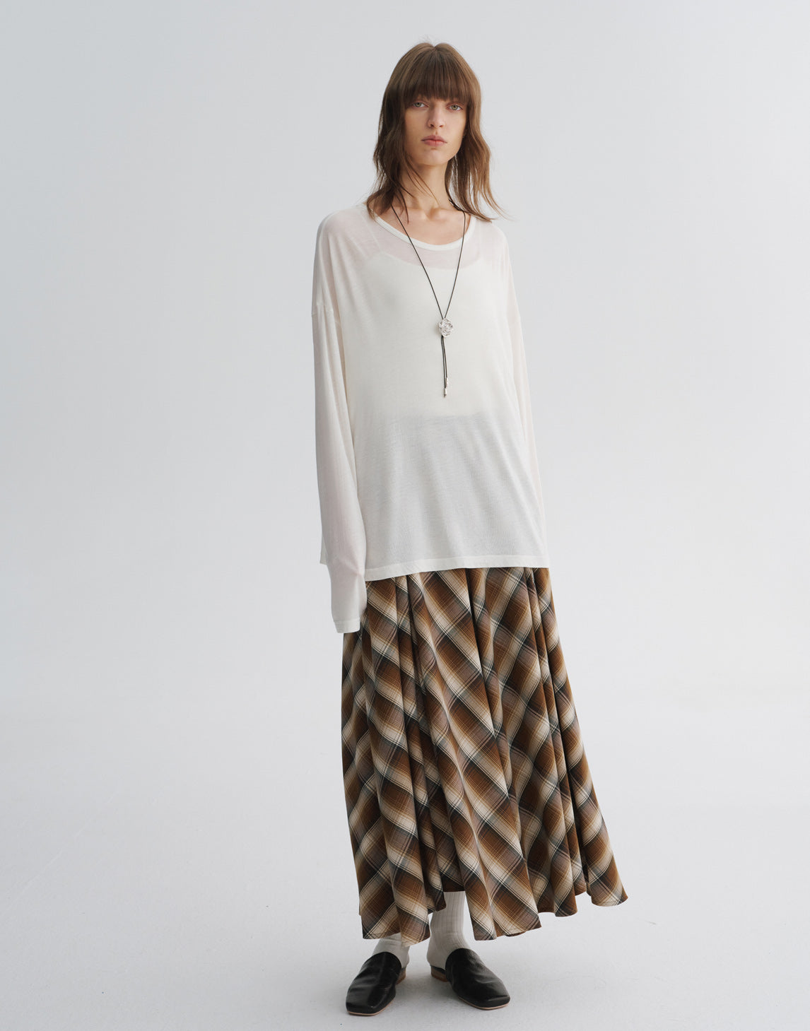 Plaid A-Line Maxi Skirt
