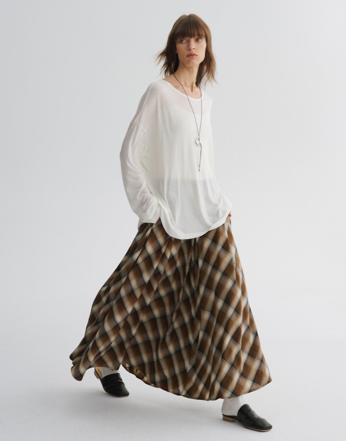 Plaid A-Line Maxi Skirt