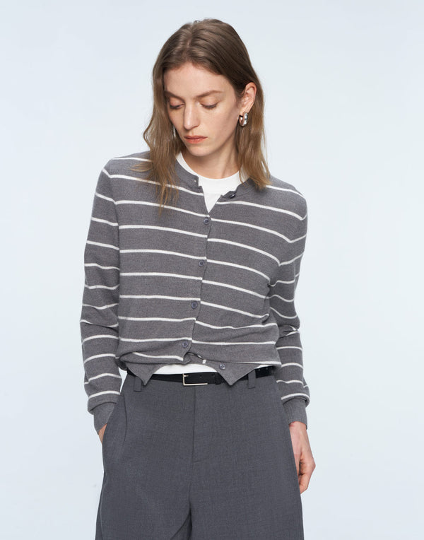 Casual Striped Knit Cardigan