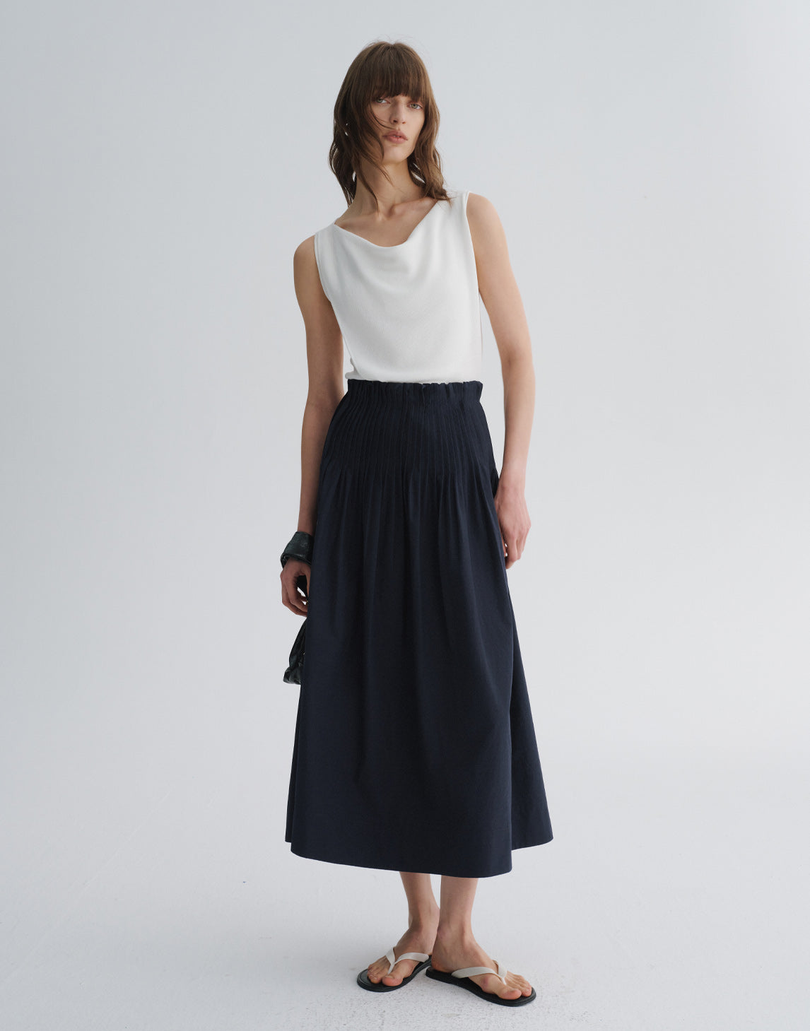 Draped-Neck Sleeveless Top