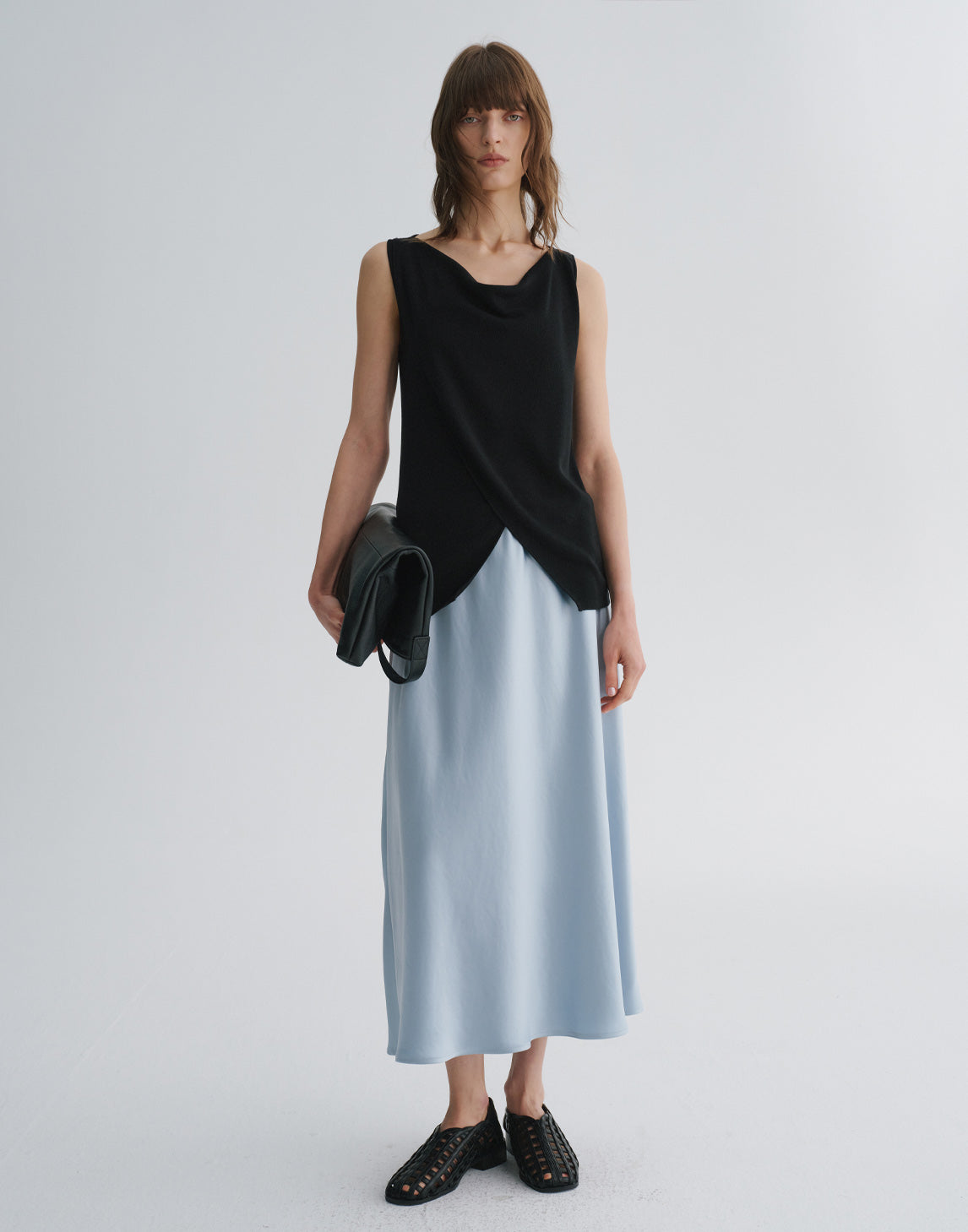 Draped-Neck Sleeveless Top