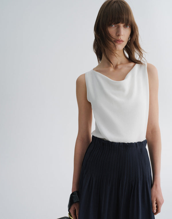 Draped-Neck Sleeveless Top