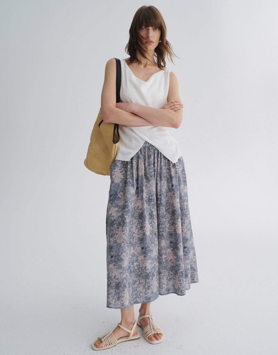 Draped-Neck Sleeveless Top