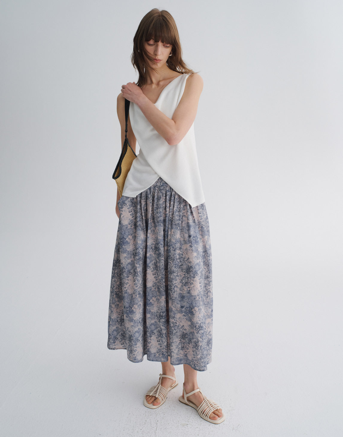Draped-Neck Sleeveless Top