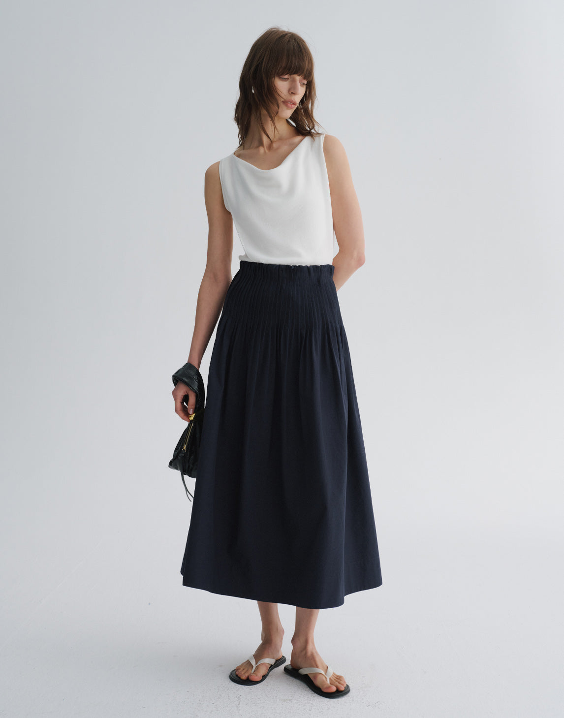 Draped-Neck Sleeveless Top