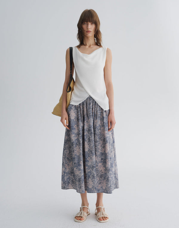 Draped-Neck Sleeveless Top