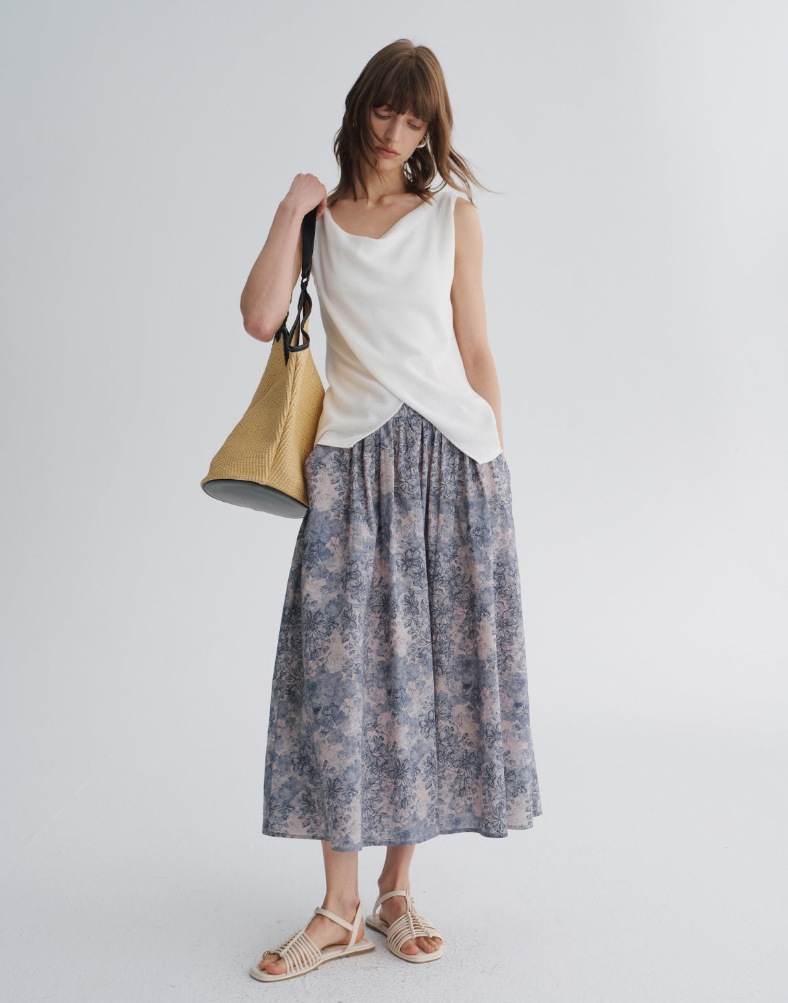 Draped-Neck Sleeveless Top