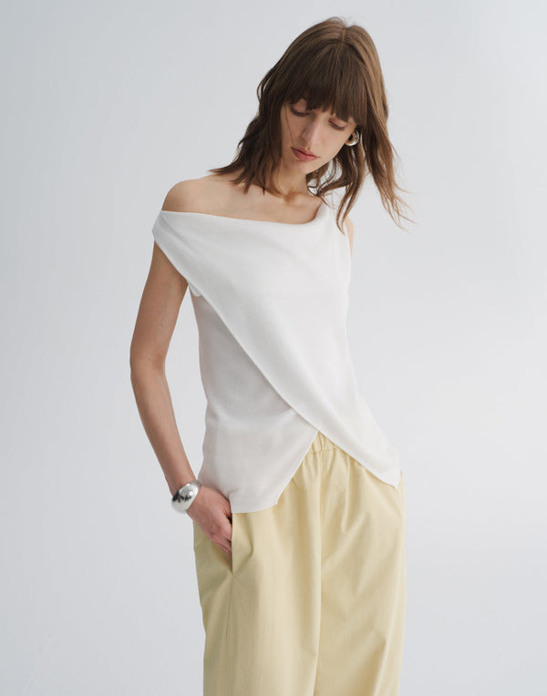 Draped-Neck Sleeveless Top