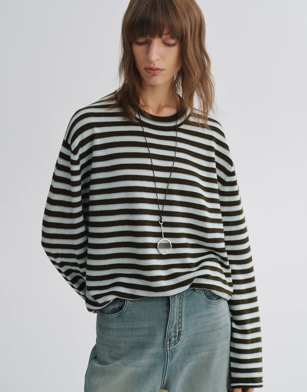 Striped Knit Pullover Sweater