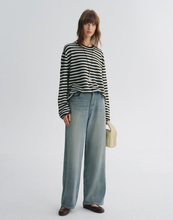 Striped Knit Pullover Sweater