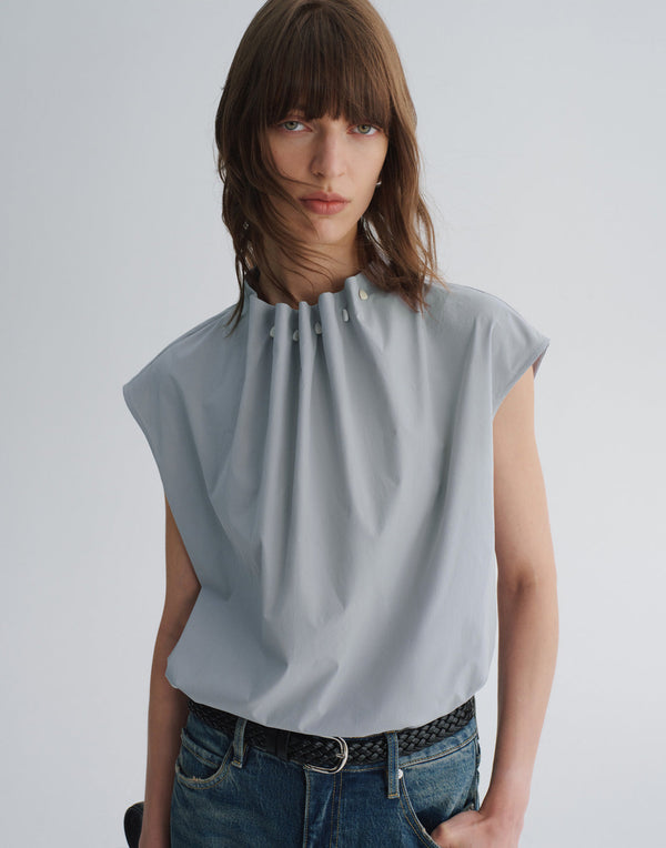 Sleeveless Pleated Shell Top